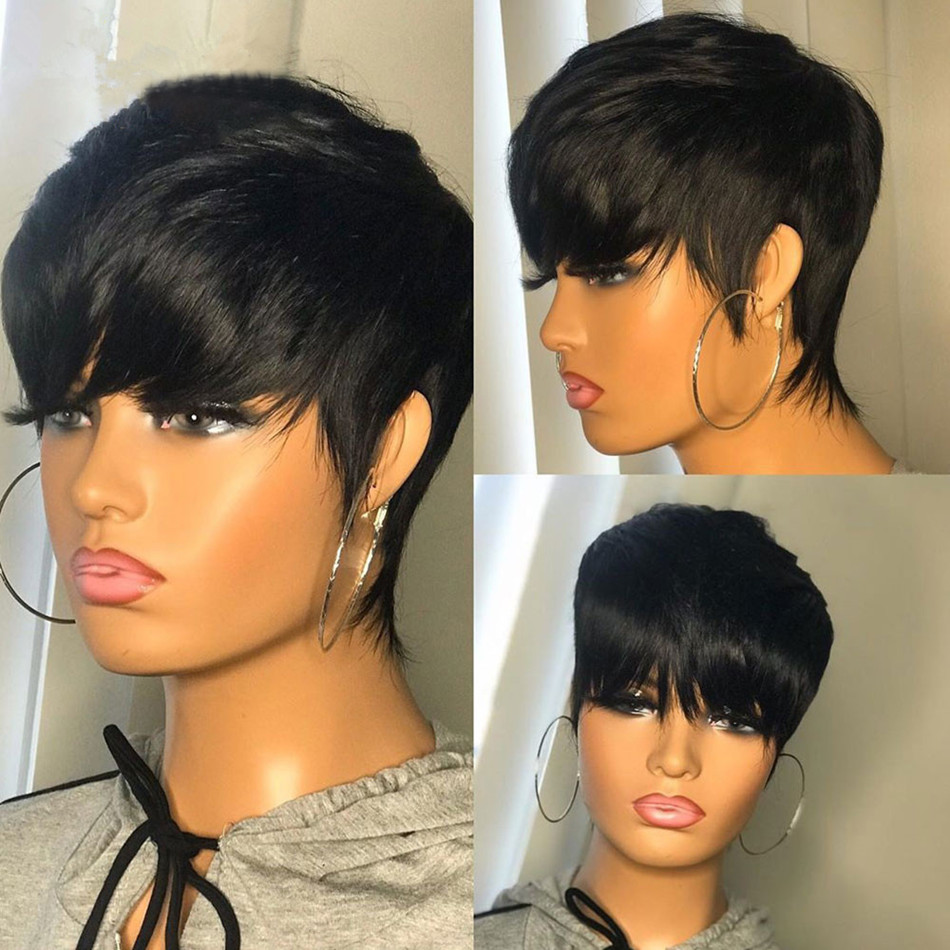 Short Pixie Cut Wig Human Hair Cheap - Perucas Curtas de Cabelo Humano Liso