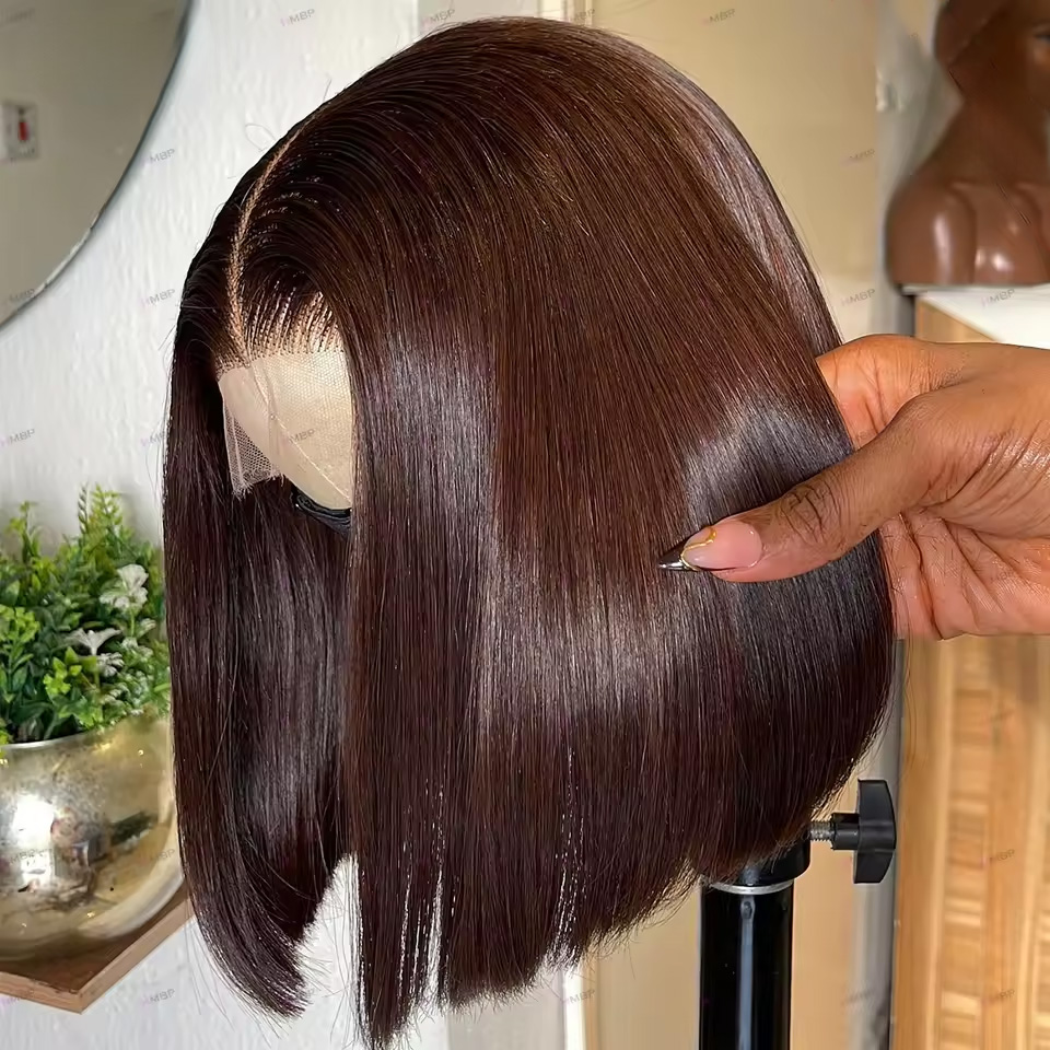Glueless Wear And Go Human Hair Wig - 13x4 chocolate marrom em linha reta