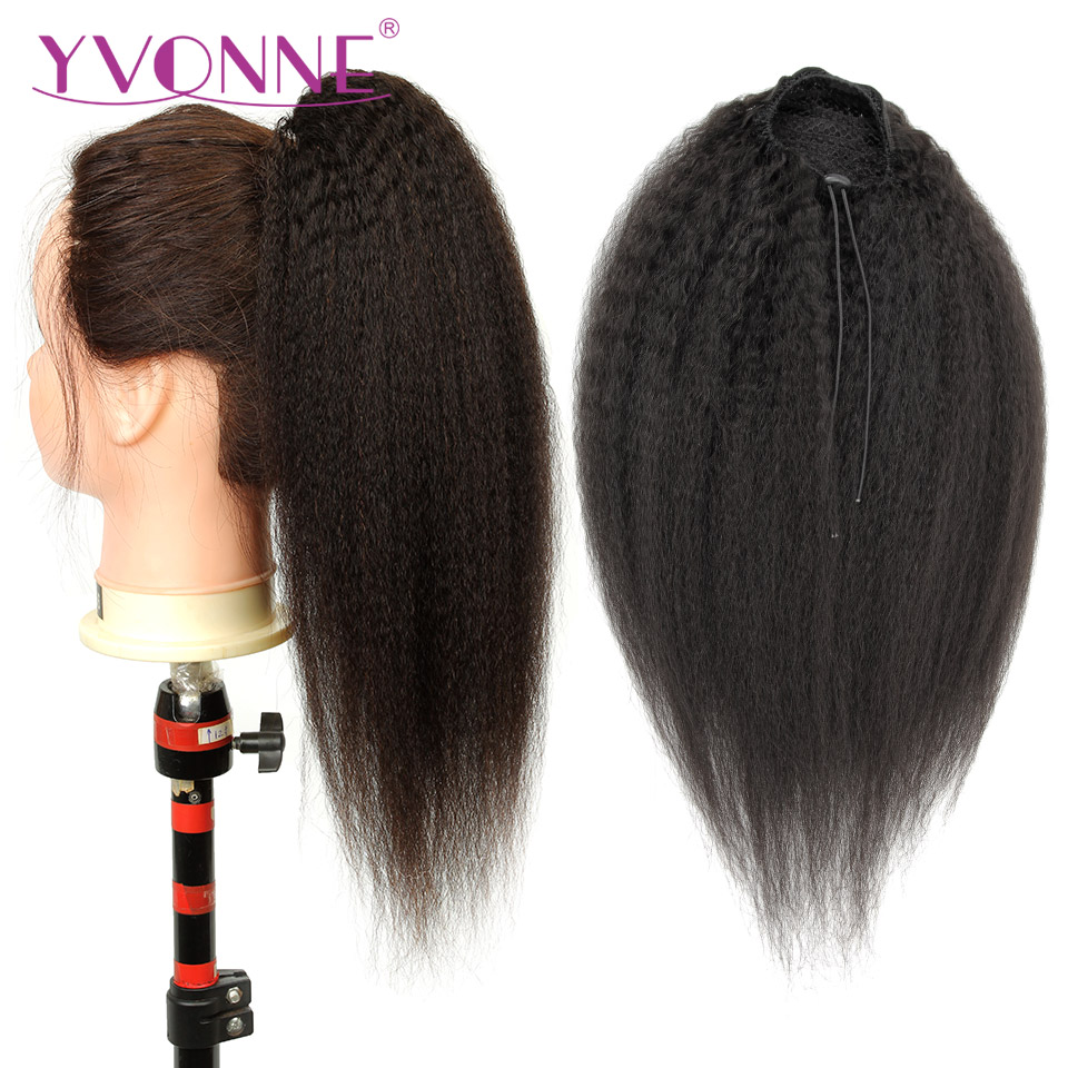 Seamless Clip In Hair Extensions Human Hair - [Yvonne] kinky reta cordão rabo de