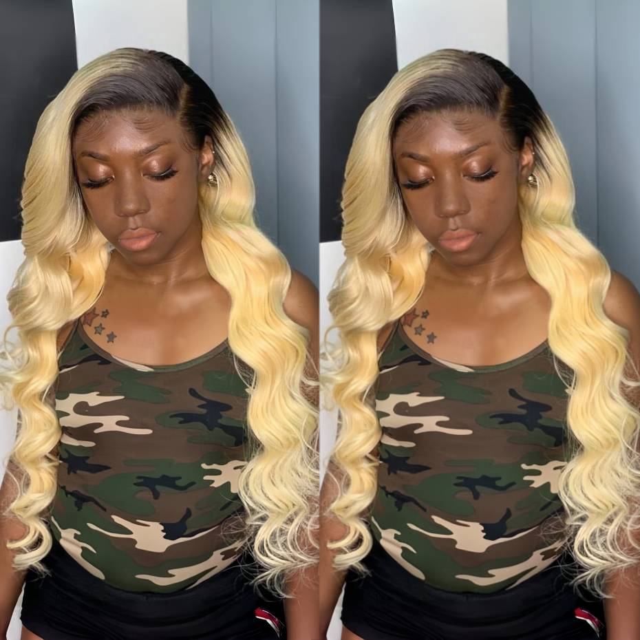 613 Blonde Body Wave Lace Front Wig - Perucas de Cabelo Humano Ombré Loiro
