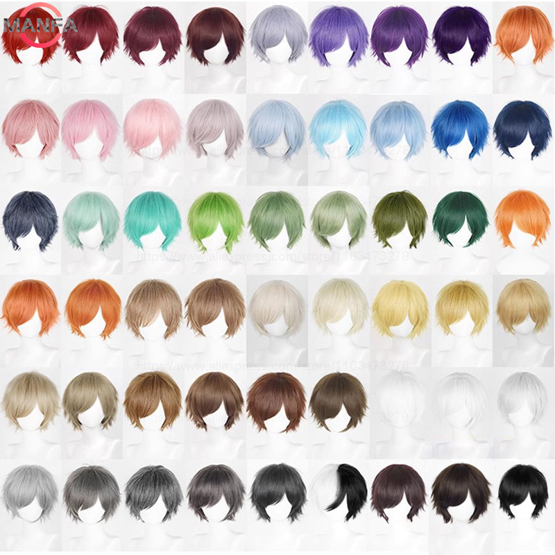 Synthetic Braided Wigs For Black Women - Anime 30cm curto reto peruca cosplay