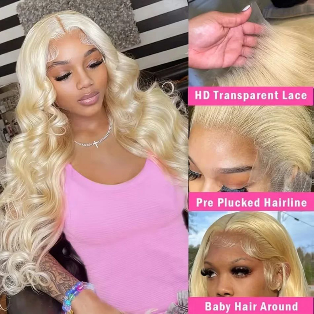 613 Blonde Body Wave Lace Front Wig - 613 Peruca Frontal de Renda Transparente