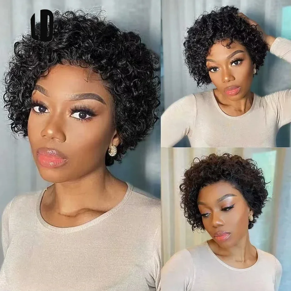 Short Pixie Cut Wig Human Hair Cheap - Peruca Pixie Cut 99J com Renda,