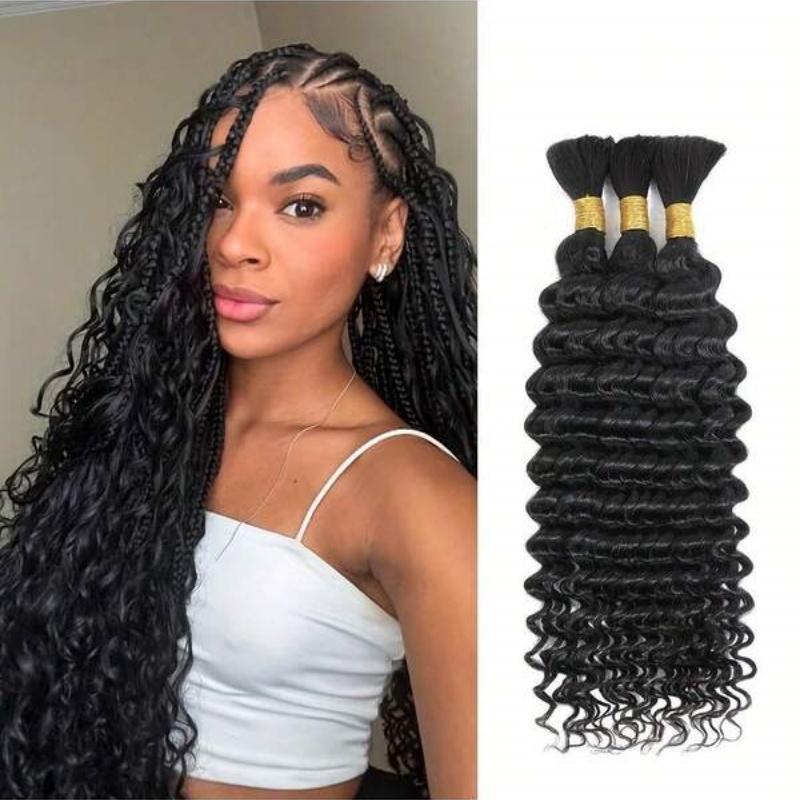 Water Wave Bulk Human Hair For Braiding - 2 pacotes de onda de água