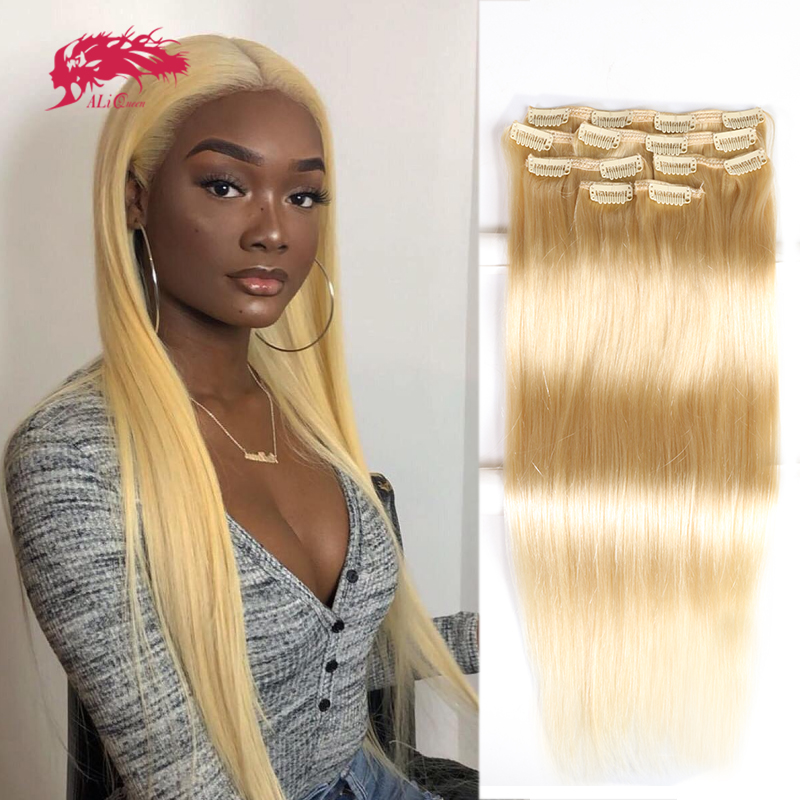 Seamless Clip In Hair Extensions Human Hair - Ali Queen 7 Peças de Extensões