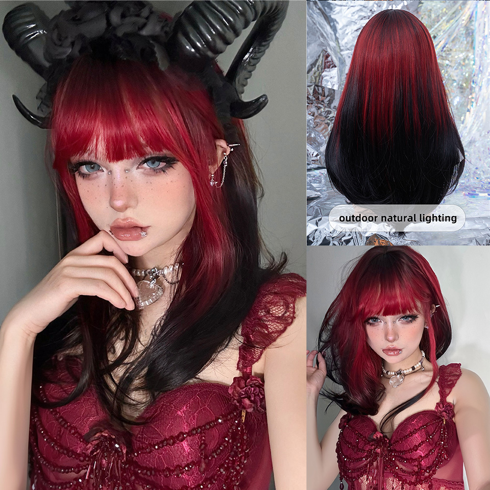 Synthetic Braided Wigs For Black Women - 20 Polegada sexy preto vermelho ombre