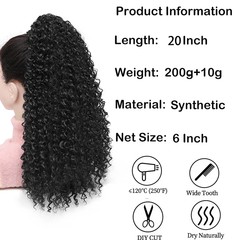 Longo encaracolado cordão rabo - Drawstring Afro Curly Puff Ponytail avaliação e preço