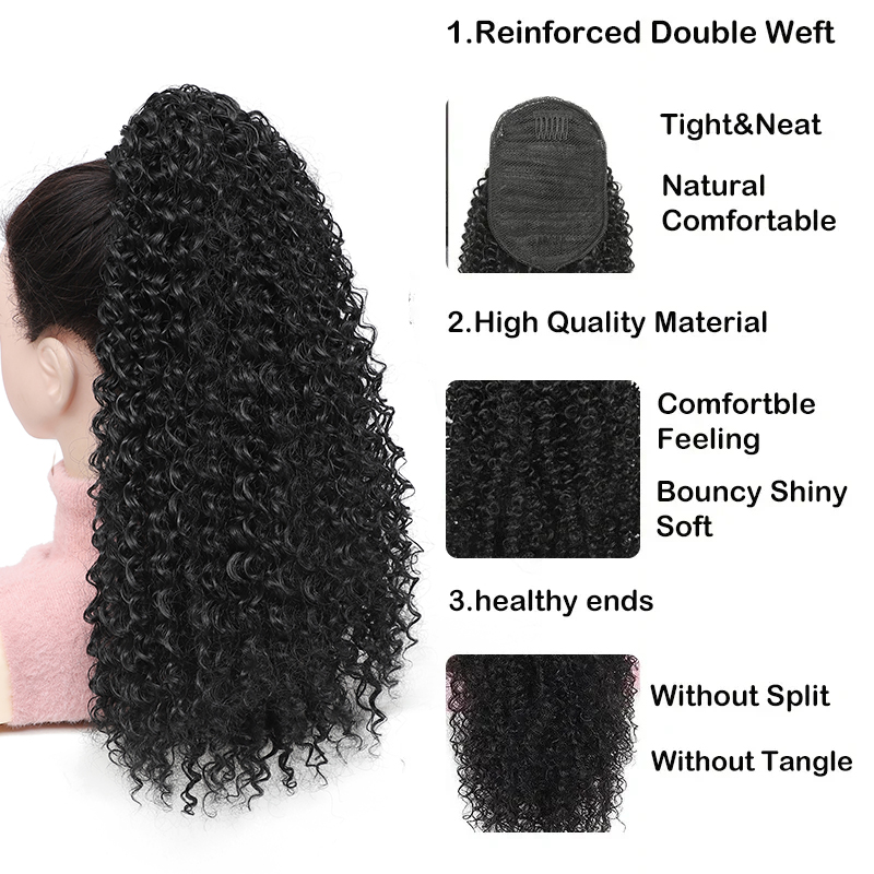 Longo encaracolado cordão rabo - Drawstring Afro Curly Puff Ponytail avaliação e preço