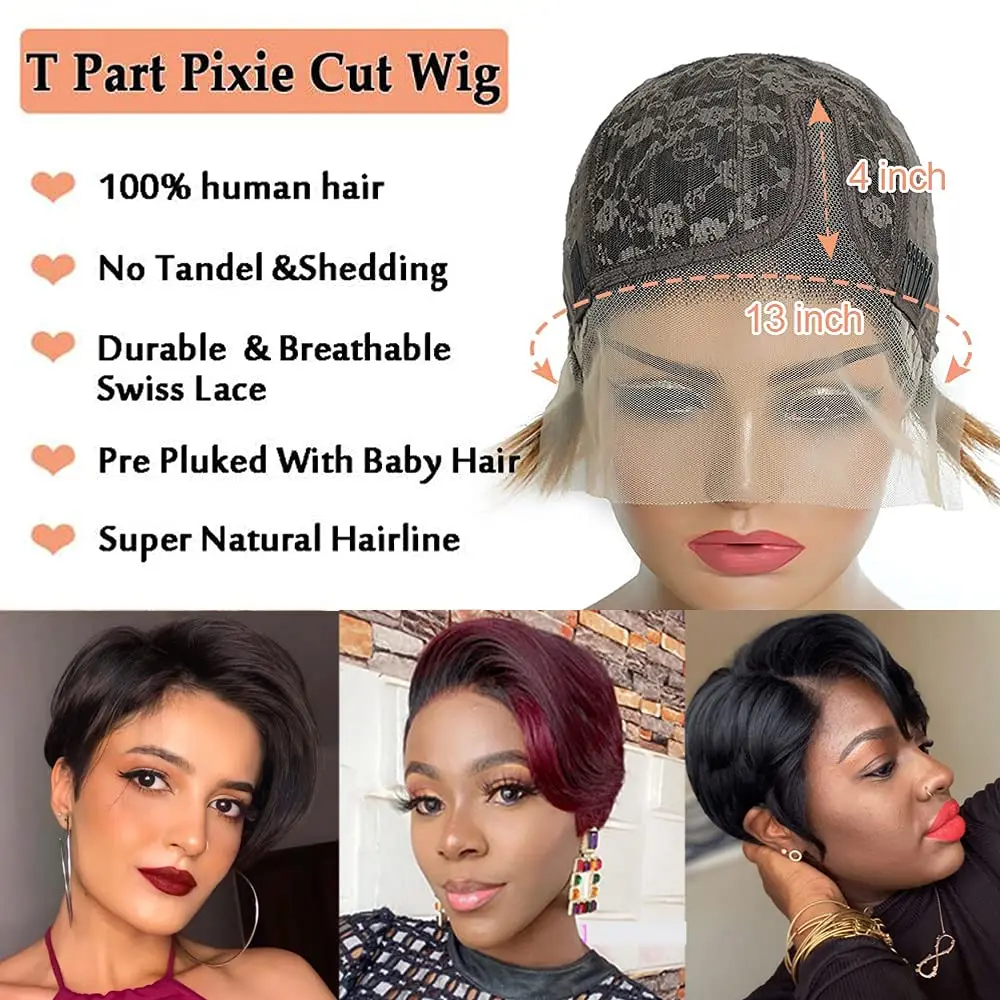 Peruca de cabelo humano curto  - Short Pixie Cut Wig Human Hair Cheap avaliação e preço
