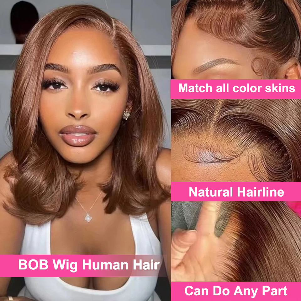 13x4 chocolate marrom em linha - Glueless Wear And Go Human Hair Wig avaliação e preço