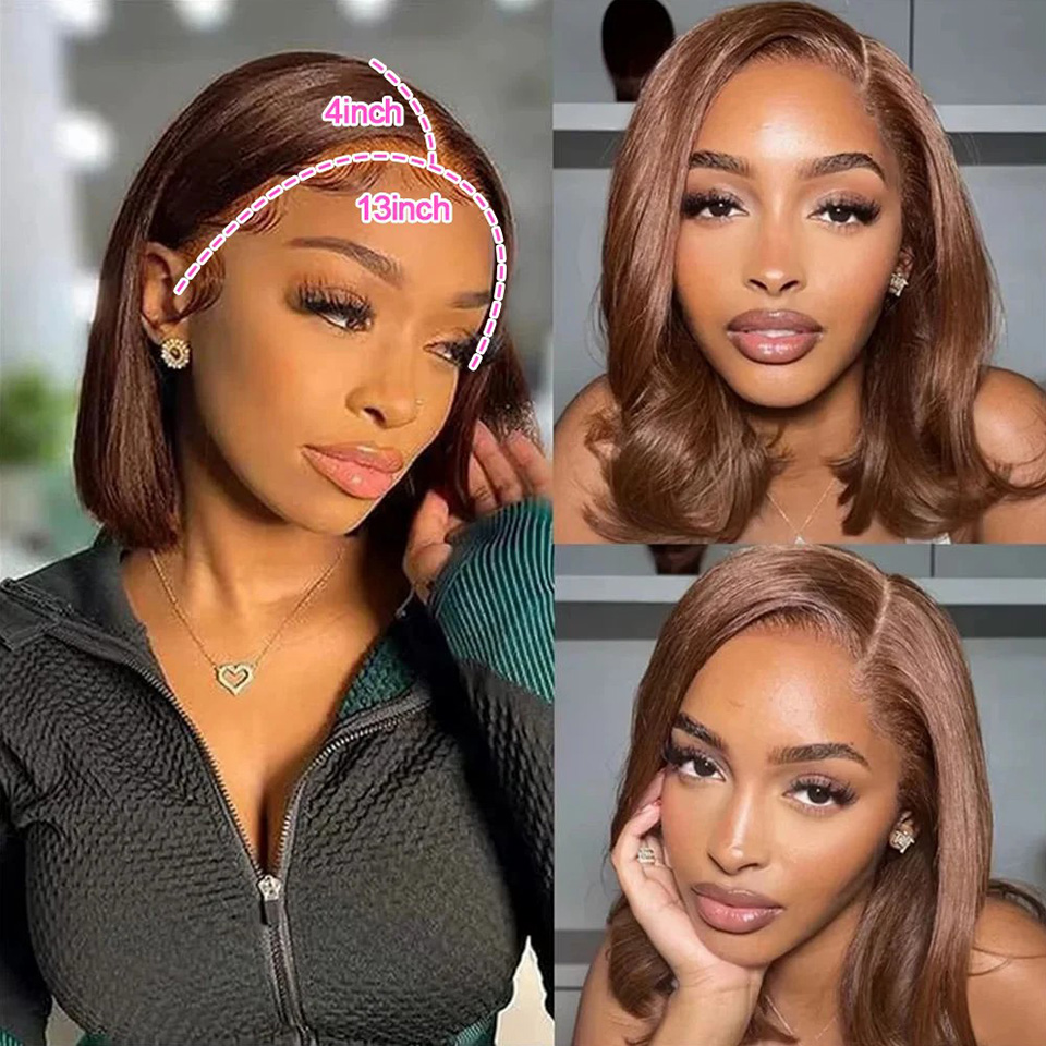 13x4 chocolate marrom em linha - Glueless Wear And Go Human Hair Wig avaliação e preço