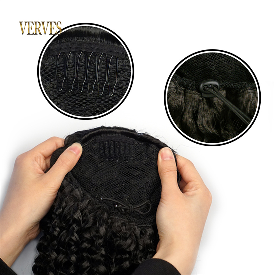 VERVES Cordão Sintético Puff R - Drawstring Afro Curly Puff Ponytail avaliação e preço