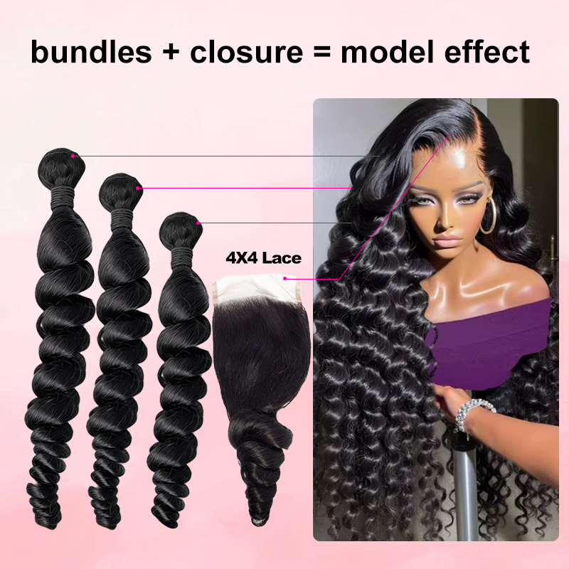 Pacotes de Cabelo Humano Virge - Deep Wave 3 Bundles With Closure avaliação e preço