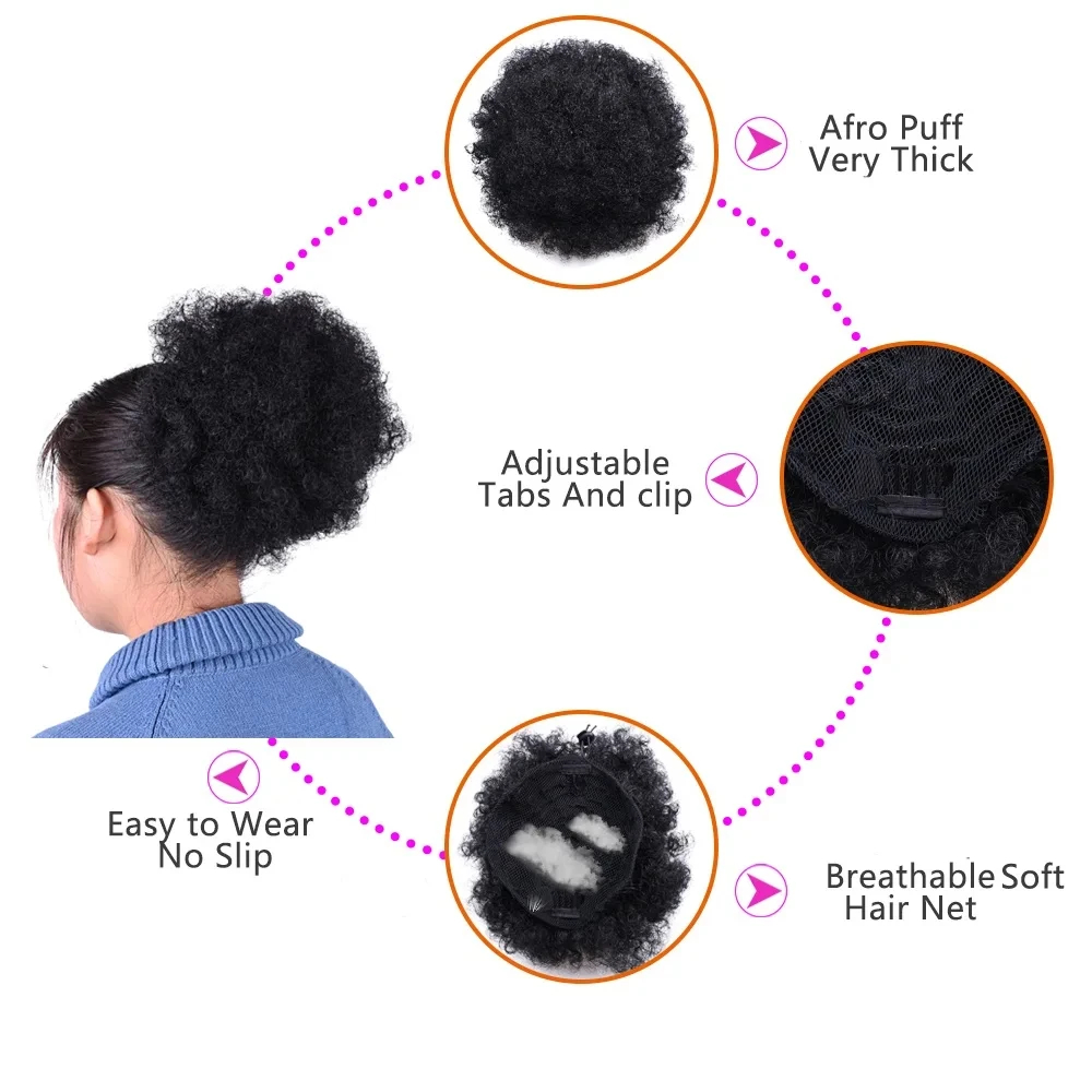 Afro Puff Drawstring Ponytail  - Drawstring Afro Curly Puff Ponytail avaliação e preço