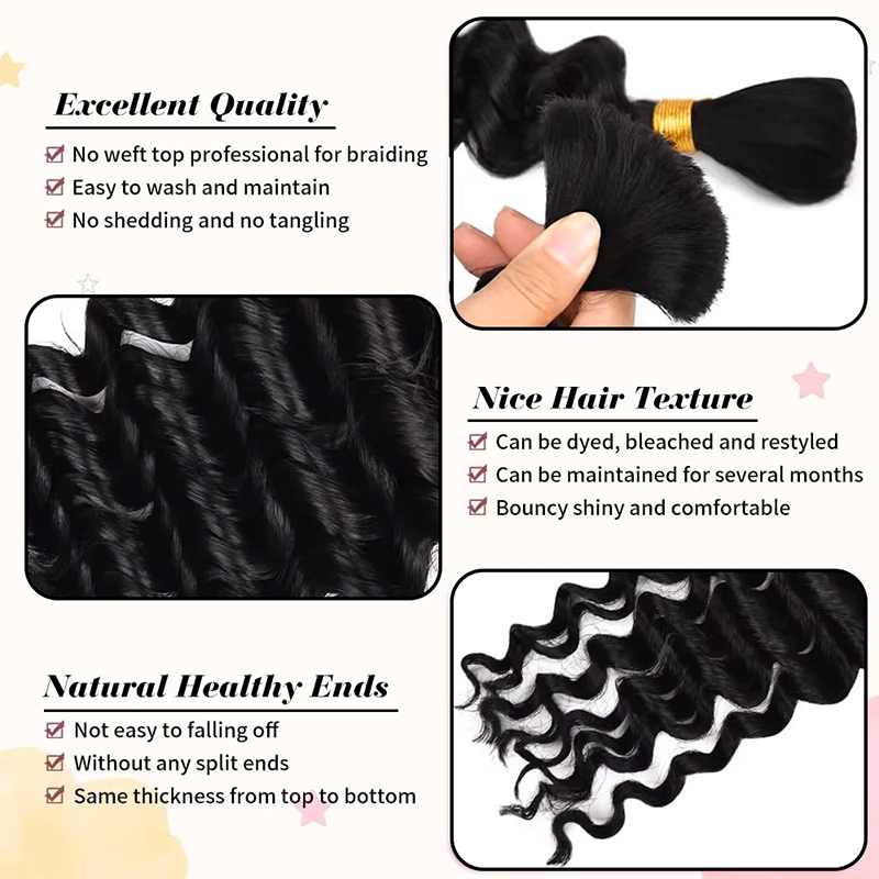 Cabelo Humano Cacheado Natural - Water Wave Bulk Human Hair For Braiding avaliação e preço