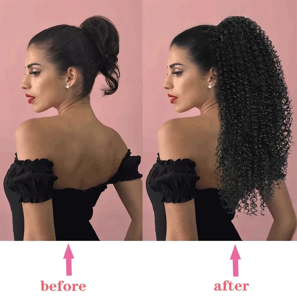 Longo kinky encaracolado cordã - Drawstring Afro Curly Puff Ponytail avaliação e preço