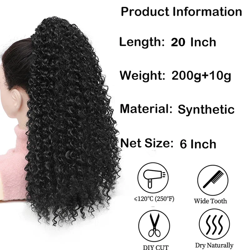 Longo kinky encaracolado cordã - Drawstring Afro Curly Puff Ponytail avaliação e preço