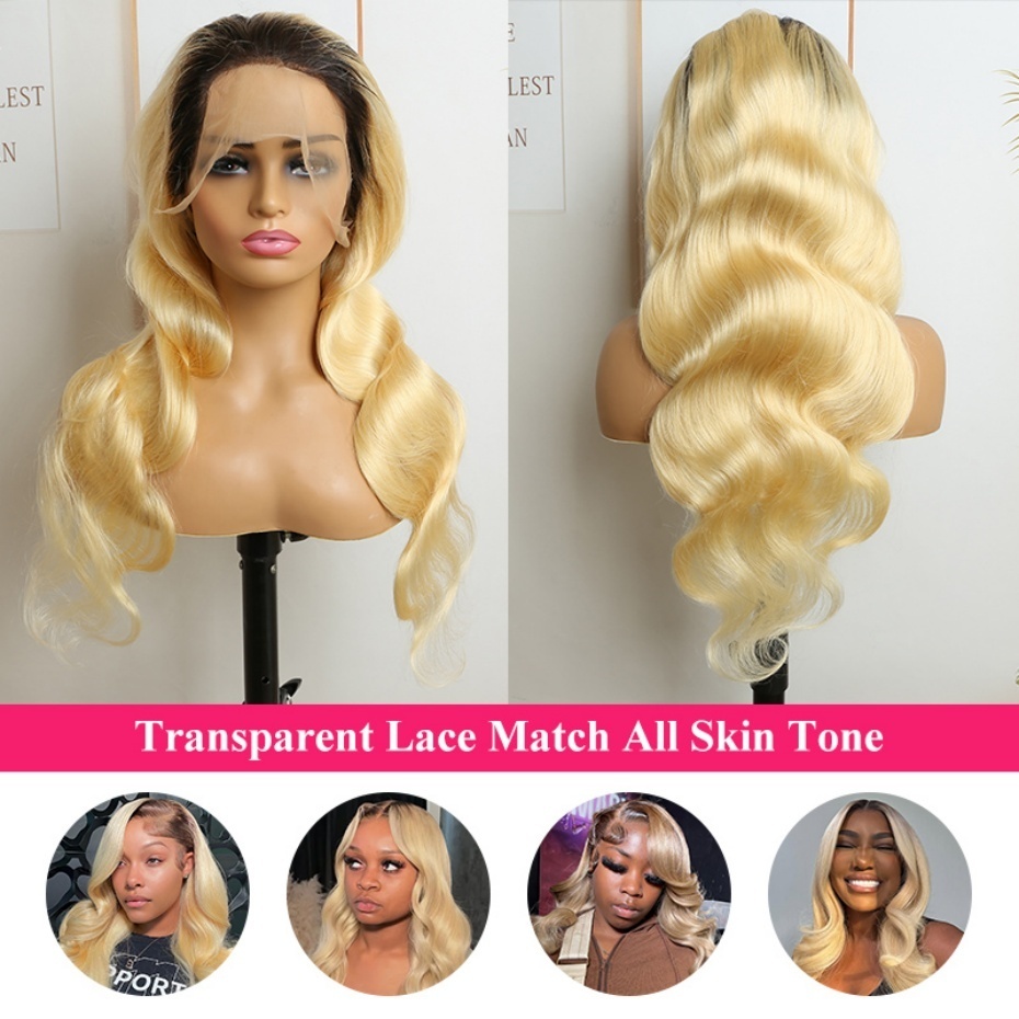 Perucas de Cabelo Humano Ombré - 613 Blonde Body Wave Lace Front Wig avaliação e preço