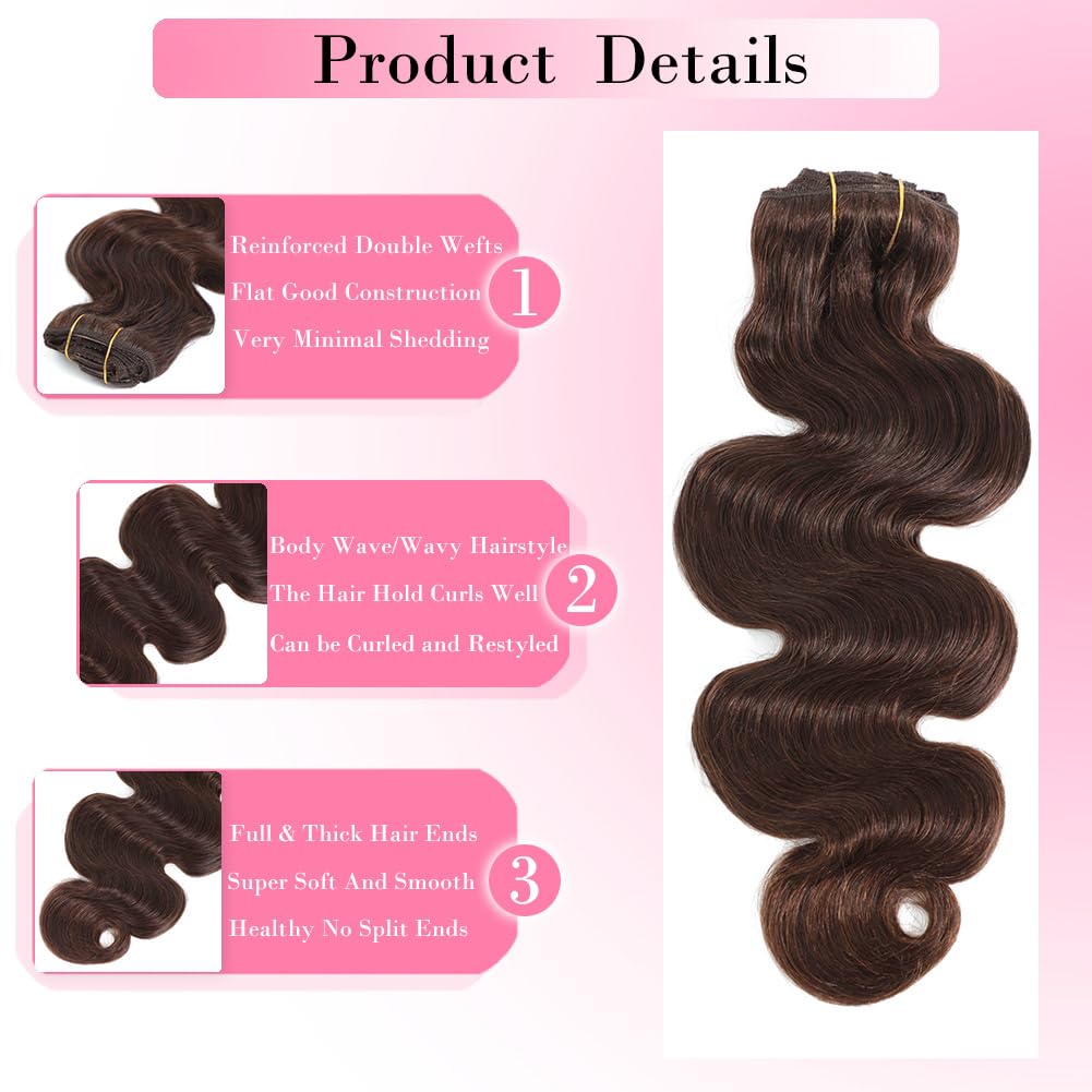 # 4 clipe de onda do corpo mar - Seamless Clip In Hair Extensions Human Hair avaliação e preço