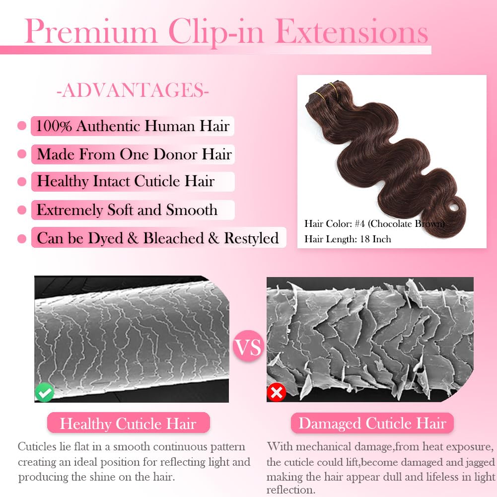 # 4 clipe de onda do corpo mar - Seamless Clip In Hair Extensions Human Hair avaliação e preço