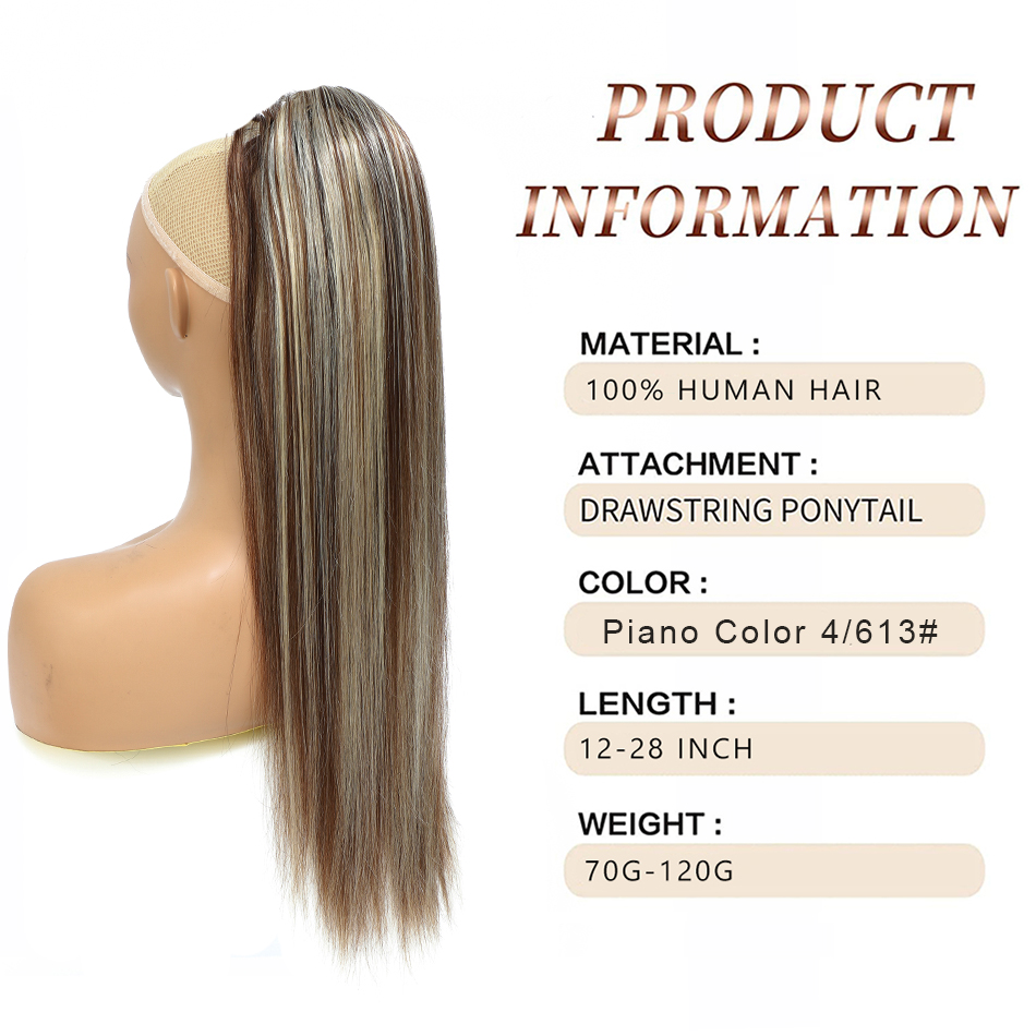 SOVO cordão rabo de cavalo cab - Seamless Clip In Hair Extensions Human Hair avaliação e preço