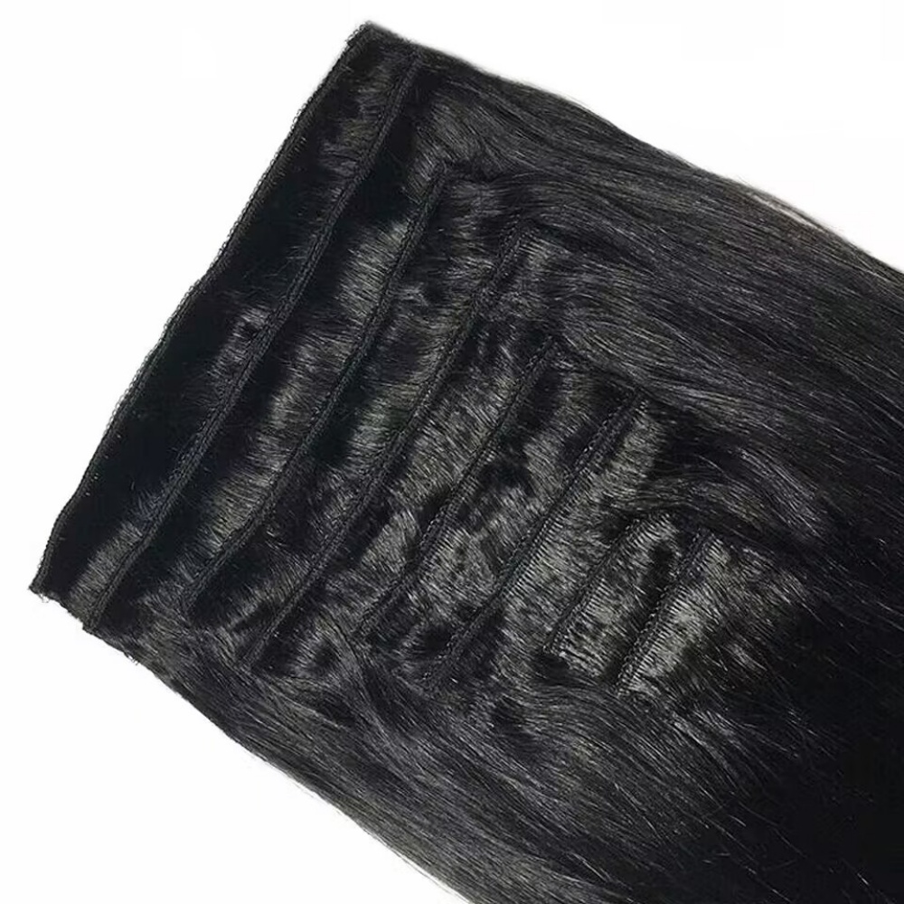 Grampo reto natural em extensõ - Seamless Clip In Hair Extensions Human Hair avaliação e preço
