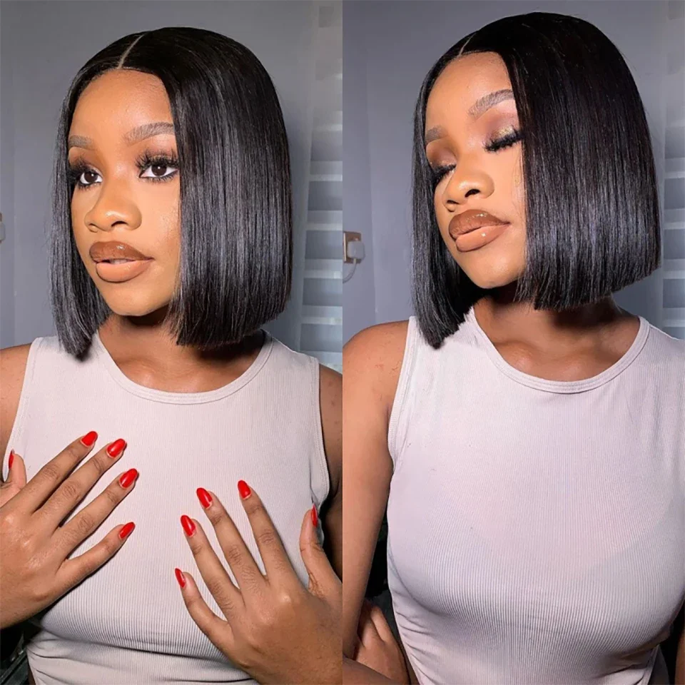 Reta curto bob perucas de cabe - Glueless Wear And Go Human Hair Wig avaliação e preço