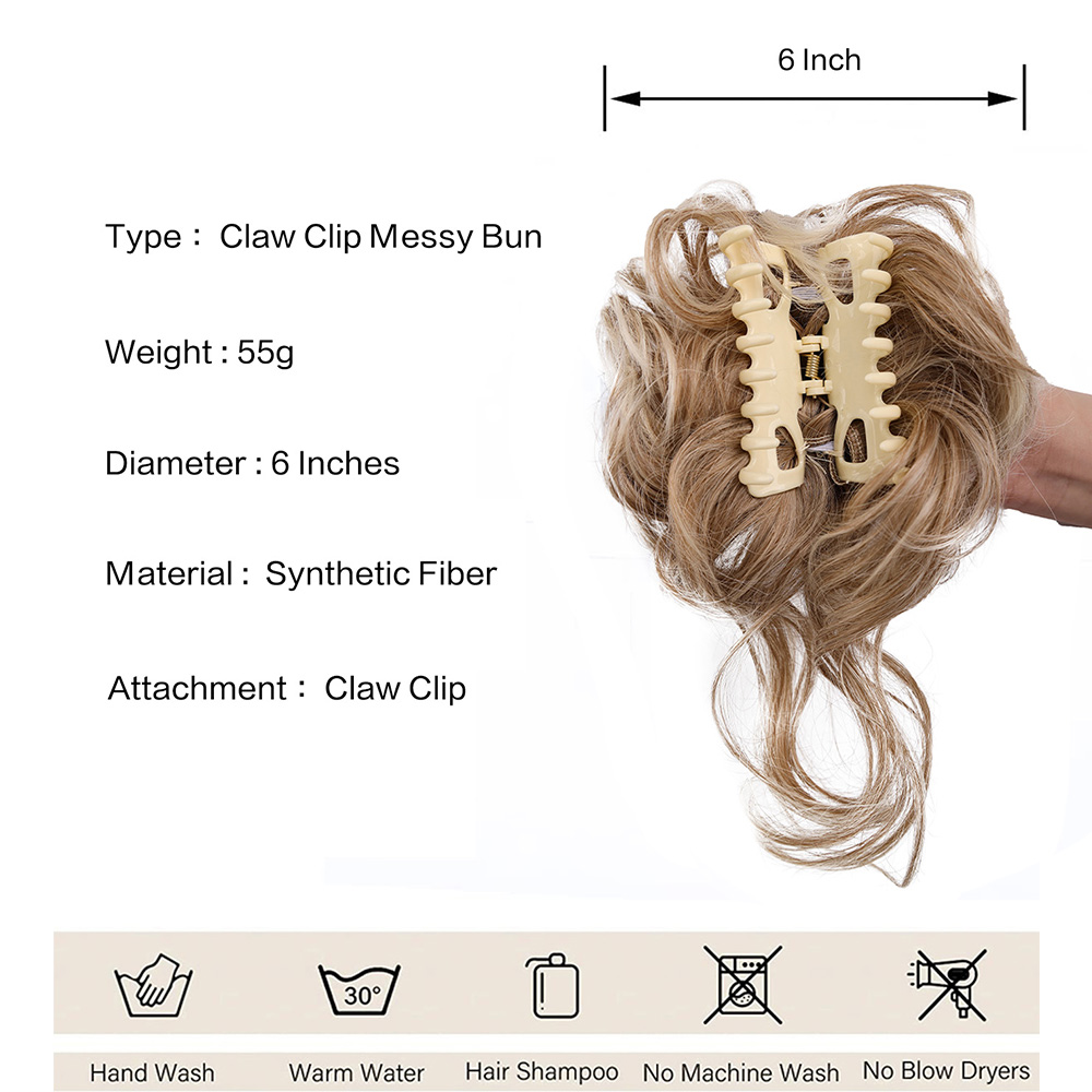 Extensões de cabelo sintéticas - Claw Clip Messy Bun Hair Piece avaliação e preço