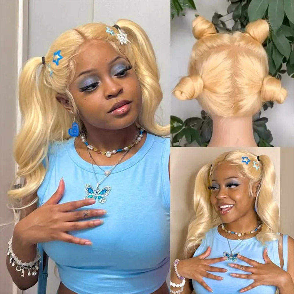 Peruca de Cabelo Humano Loiro  - 613 Blonde Body Wave Lace Front Wig avaliação e preço