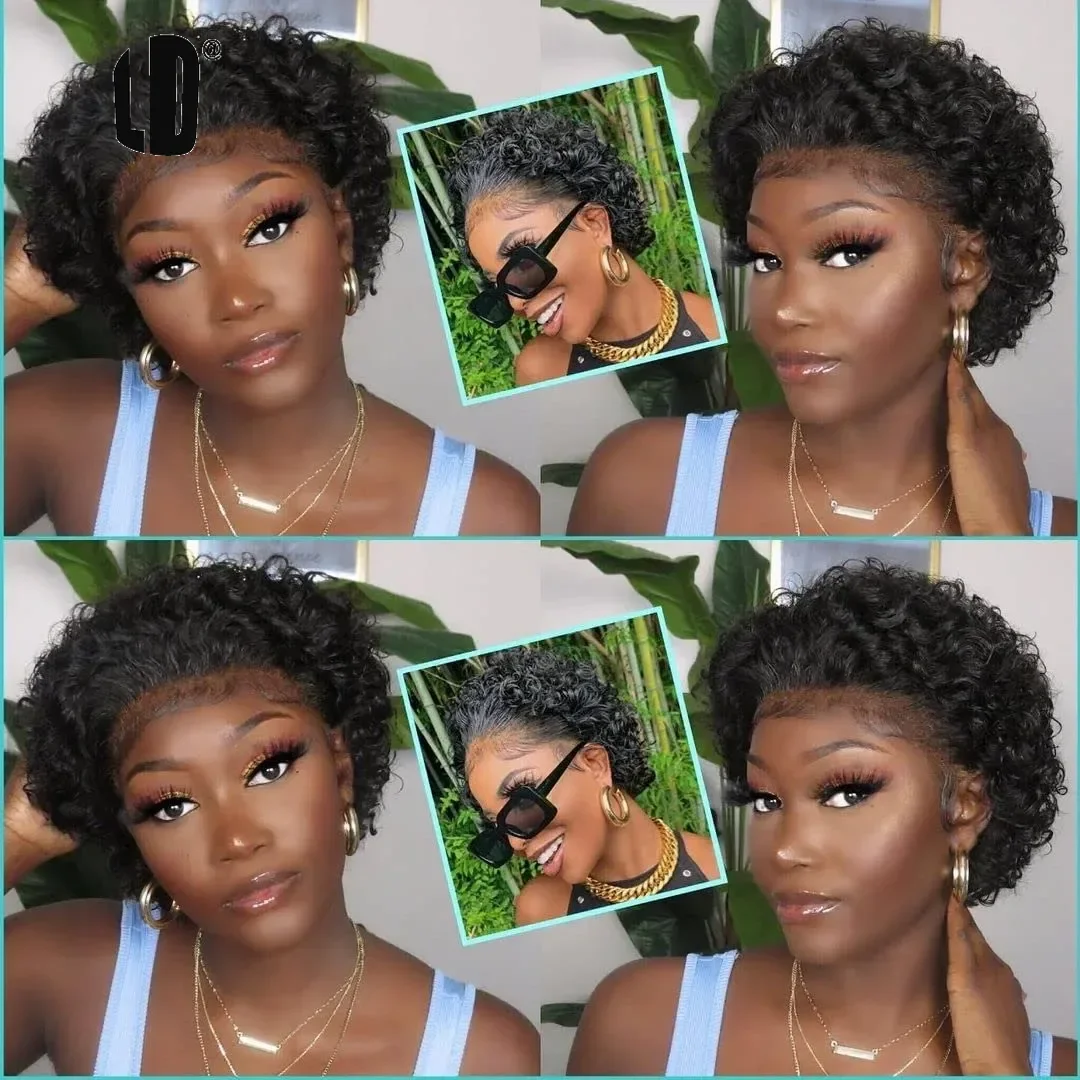 Peruca Pixie Cut 99J com Renda - Short Pixie Cut Wig Human Hair Cheap avaliação e preço