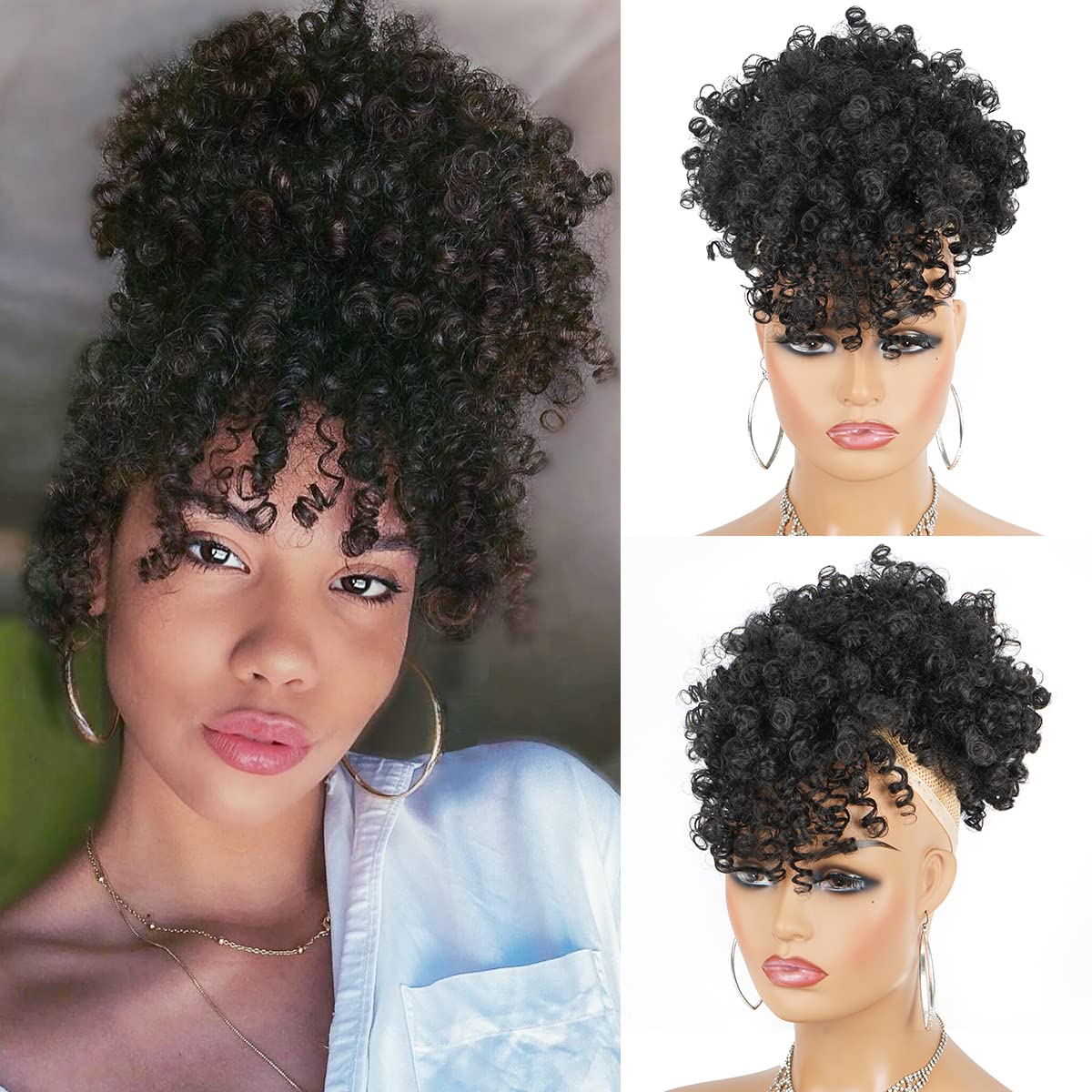 Afro Puff rabo de cavalo sinté - Drawstring Afro Curly Puff Ponytail avaliação e preço