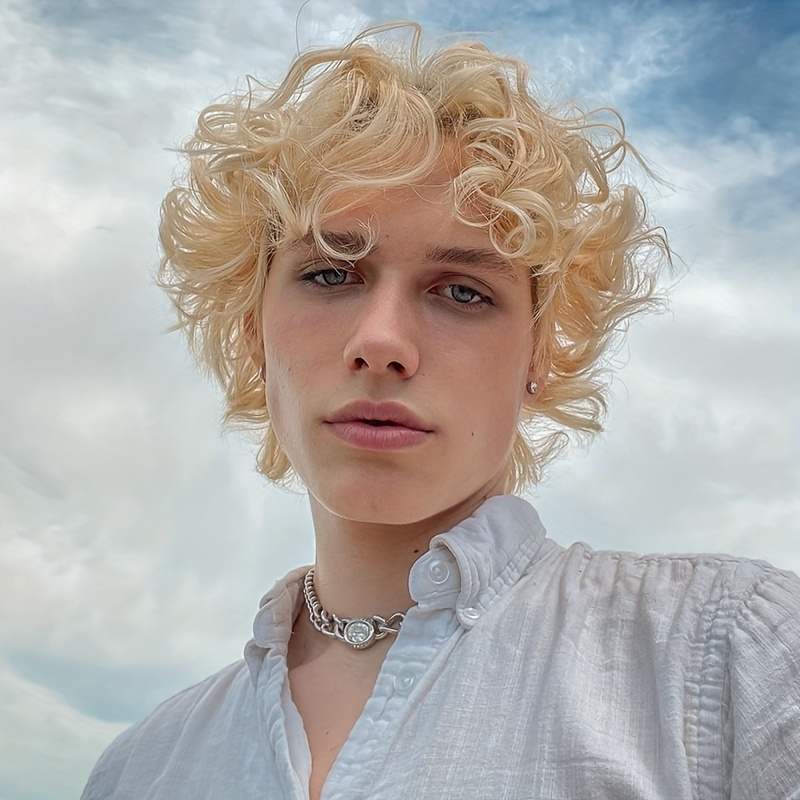 Peruca Loira Masculina Curta O - Synthetic Wigs avaliação e preço