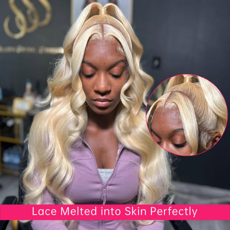 Perucas de Cabelo Humano Remy  - 613 Blonde Body Wave Lace Front Wig avaliação e preço