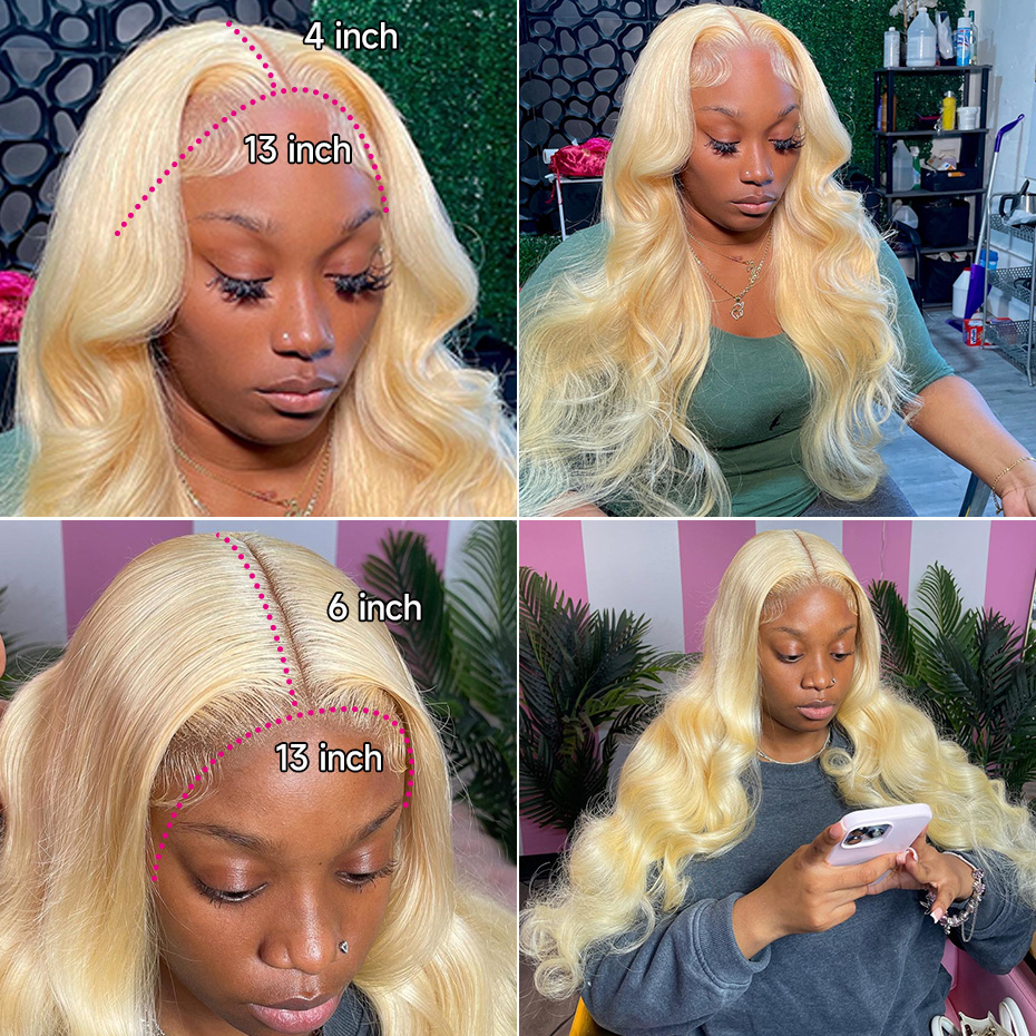 Perucas de Cabelo Humano Remy  - 613 Blonde Body Wave Lace Front Wig avaliação e preço