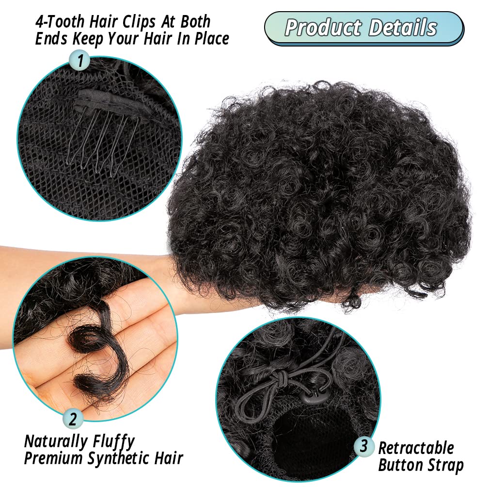 Sintético Afro Puff Drawstring - Drawstring Afro Curly Puff Ponytail avaliação e preço