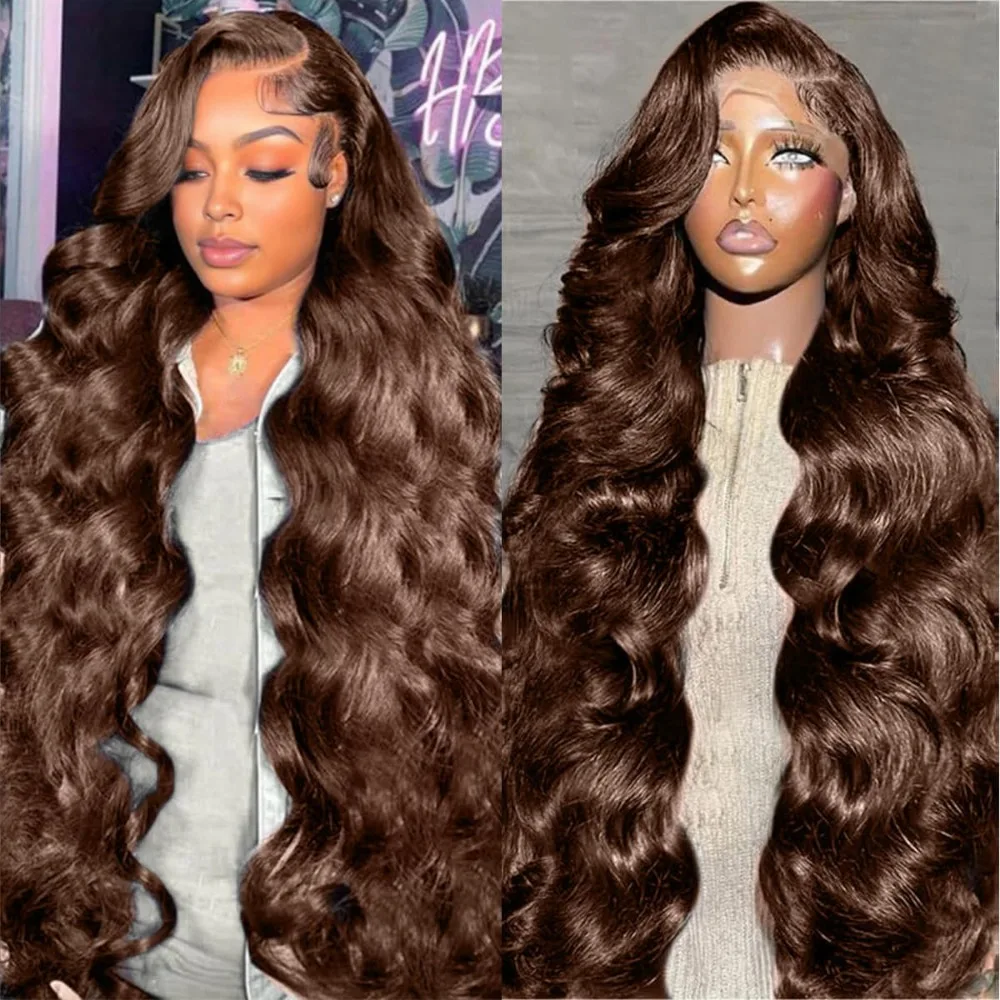 Chocolate # Peruca Body Wave 4 - Hd Lace Frontal Wig Human Hair Pre Plucked avaliação e preço