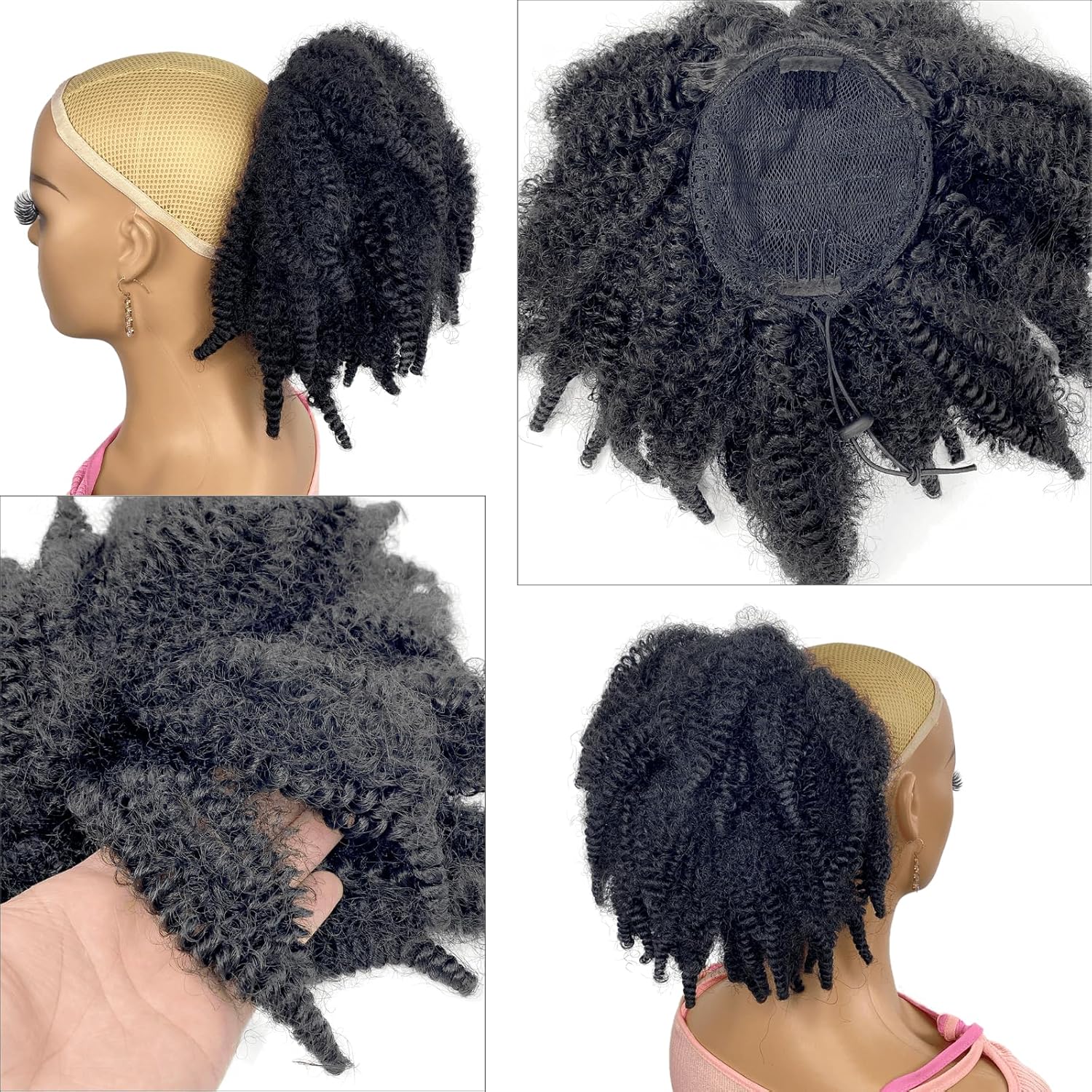 Ponytail Curto de Cabelo Marle - Drawstring Afro Curly Puff Ponytail avaliação e preço