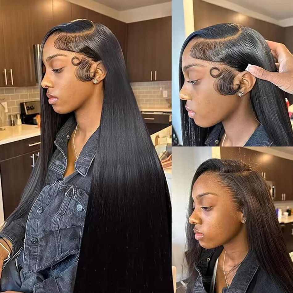 Perucas de Cabelo Humano Liso  - Hd Lace Frontal Wig Human Hair Pre Plucked avaliação e preço