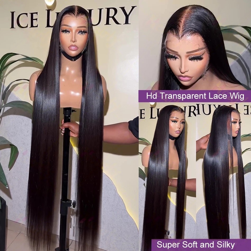 Perucas de Cabelo Humano Liso  - Hd Lace Frontal Wig Human Hair Pre Plucked avaliação e preço