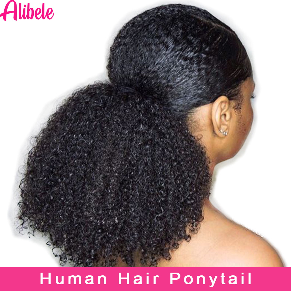 Alibele-Mogolian Kinky Curly P - Seamless Clip In Hair Extensions Human Hair avaliação e preço