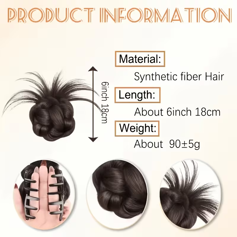 Coque de Cabelo Sintético Leve - Claw Clip Messy Bun Hair Piece avaliação e preço