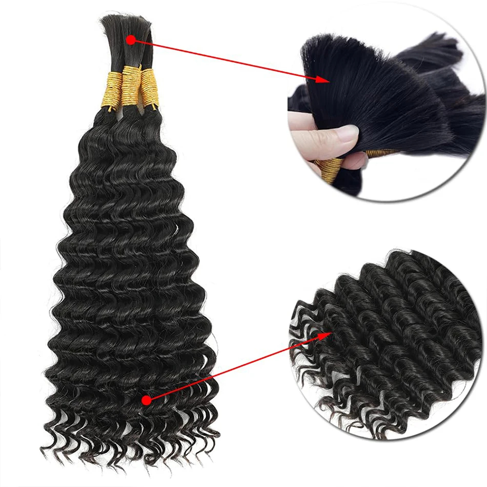 Cabelo Humano Virgem Ondulado  - Water Wave Bulk Human Hair For Braiding avaliação e preço
