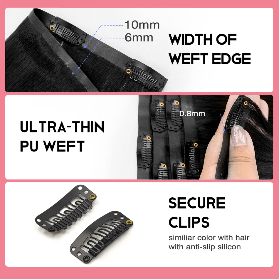 Extensões de cabelo com clipe  - Seamless Clip In Hair Extensions Human Hair avaliação e preço