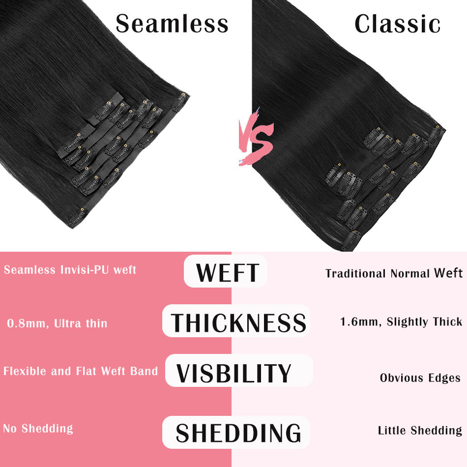 Extensões de cabelo com clipe  - Seamless Clip In Hair Extensions Human Hair avaliação e preço