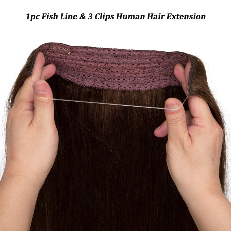 Linha de pesca reta extensões  - Seamless Clip In Hair Extensions Human Hair avaliação e preço