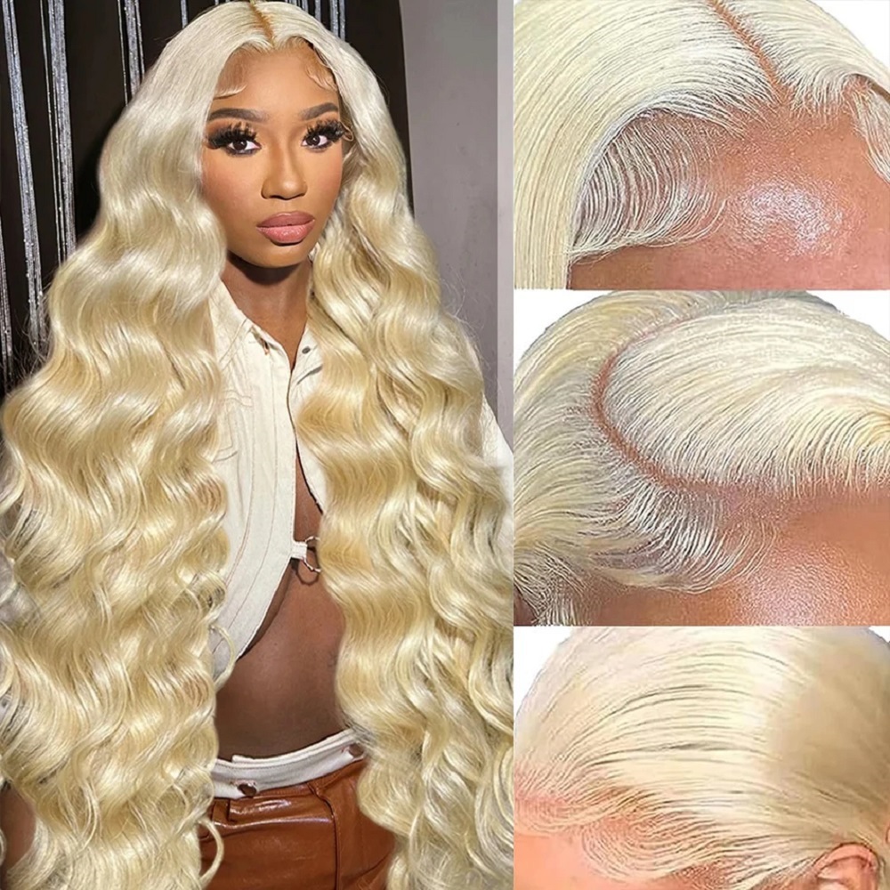 Perucas de Cabelo Humano Loiro - 613 Blonde Body Wave Lace Front Wig avaliação e preço