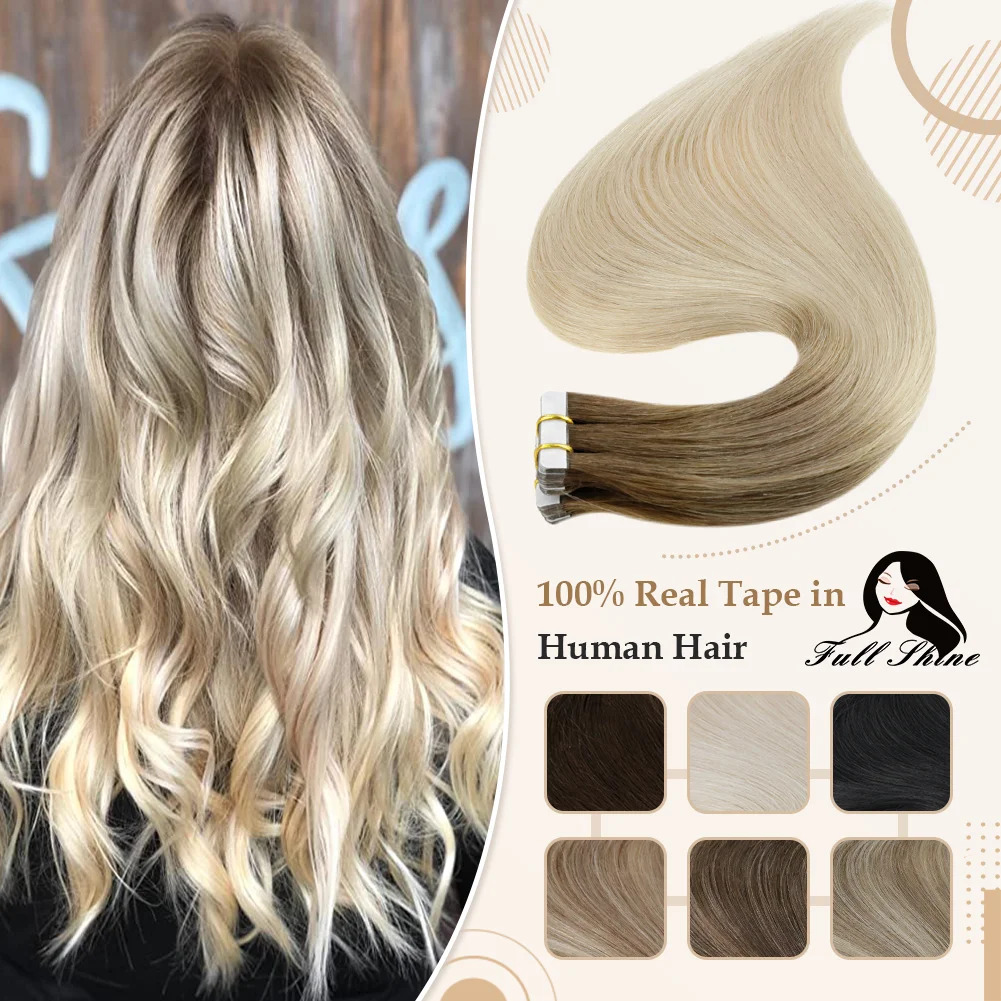 Fita omber de brilho completo  - Invisible Tape In Extensions Real Hair avaliação e preço