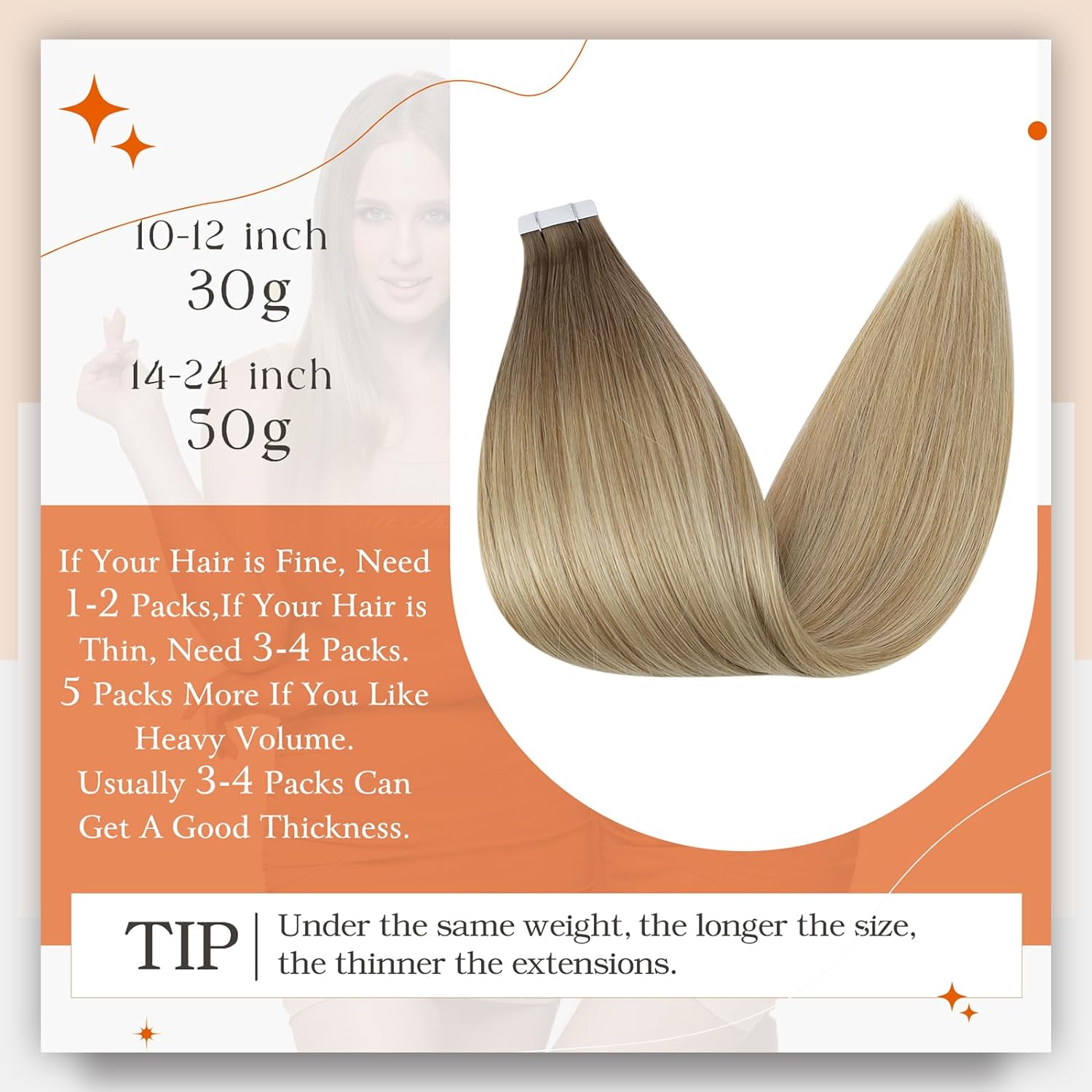 Fita omber de brilho completo  - Invisible Tape In Extensions Real Hair avaliação e preço