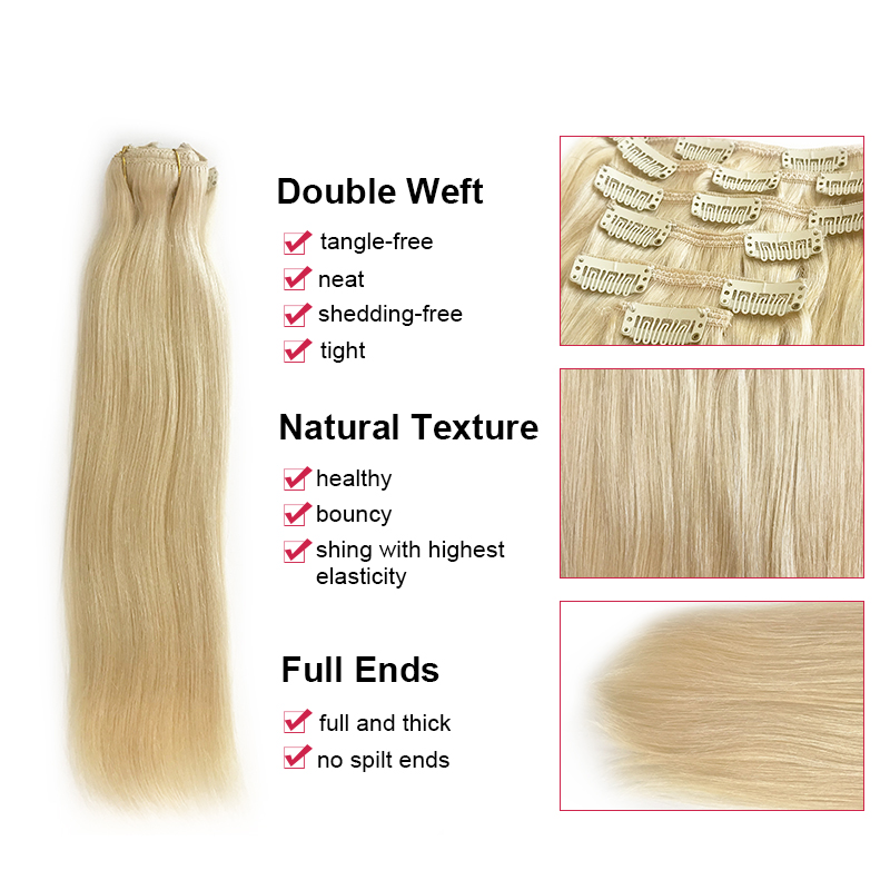 Ali Queen 7 Peças de Extensões - Seamless Clip In Hair Extensions Human Hair avaliação e preço