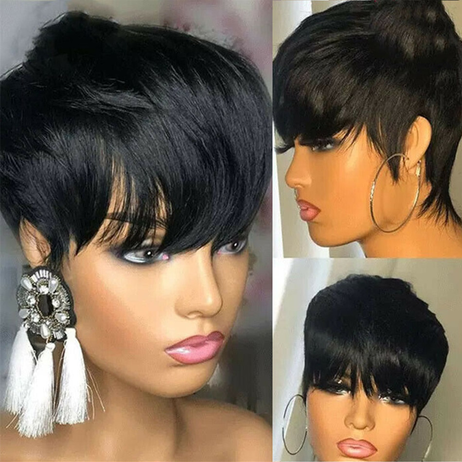 Peruca Curta Pixie de Cabelo H - Short Pixie Cut Wig Human Hair Cheap avaliação e preço